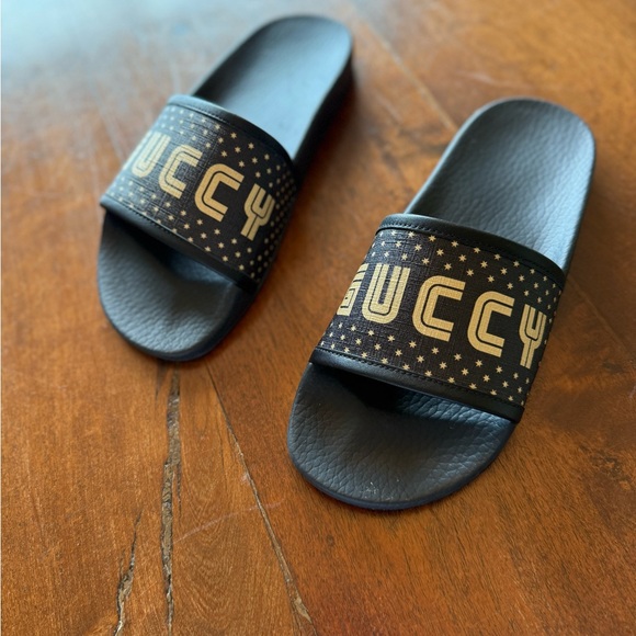 Gucci Black and Gold Sandals - Picture 1 of 4